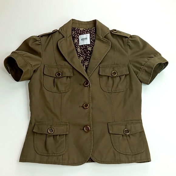 Moschino Cheapandchic Short Sleeve Military Green Shirt/Jacket/Shaket Size 8 - Picture 6 of 15